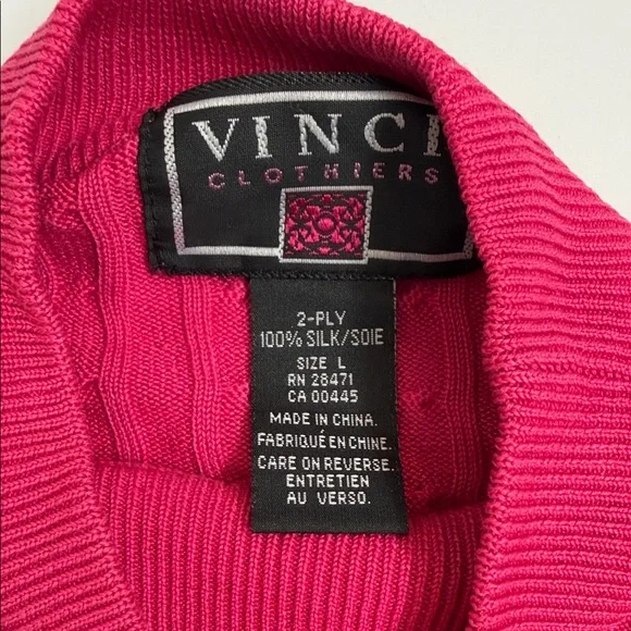 Vintage 100% Silk Cable Knit Mock Neck Lightweight Sweater Pink Size Large - Picture 2 of 6
